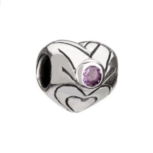 Chamilia February Birthstone Purple Heart Charm